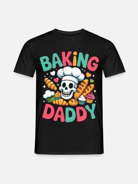 Bäcker Daddy Totenkopf - Männer T-Shirt - Schwarz