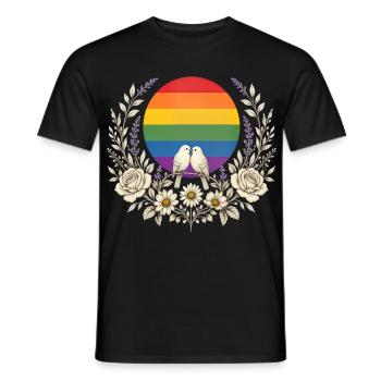 Regenbogen Tauben Geschenk LGBTQ Pride Queer Allie - Männer T-Shirt - Schwarz - Vorne - AI Model Male 178 light (178cm)