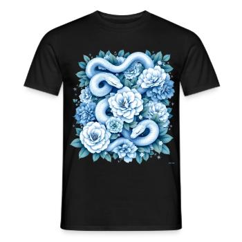 Hellblaues Snakes Rosenbeet-Design. - Männer T-Shirt - Schwarz - Vorne - AI Model Male 178 light (178cm)