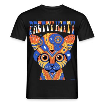 Pretty Kitty Paisley Hut-Katzen-T-Shirt. - Männer T-Shirt - Schwarz - Vorne - AI Model Male 178 light (178cm)
