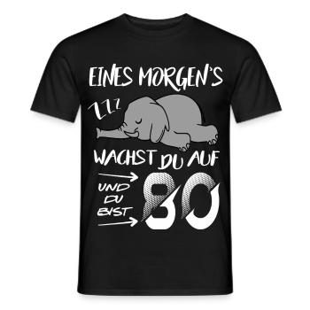 80 Jahre Elefant wacht auf ZZZ Schlafen Geburtstag - Männer T-Shirt - Schwarz - Vorne - AI Model Male 178 light (178cm)