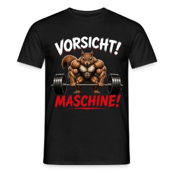 Vorsicht Maschine Muskel-Eichhörnchen - Männer T-Shirt - Schwarz - Vorne - AI Model Male 178 light (178cm)