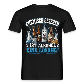 Chemische Lösung: Alkohol Witz - Männer T-Shirt - Schwarz - Vorne - AI Model Male 178 light (178cm)