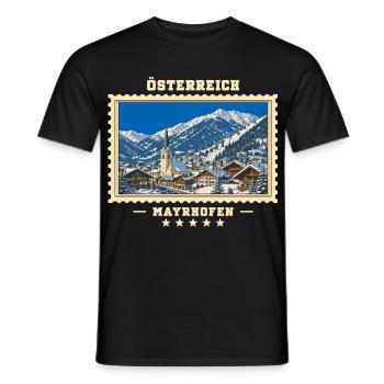Österreich Mayrhofen Winter Vintage Reisemarke - Männer T-Shirt - Schwarz - Vorne - AI Model Male 178 light (178cm)