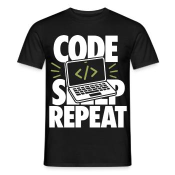 Code Sleep Repeat – Programmierer Laptop Humor - Männer T-Shirt - Schwarz - Vorne - AI Model Male 178 light (178cm)