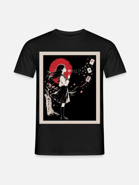 Mahjong Mädchen Japanisches Design - Männer T-Shirt - Schwarz