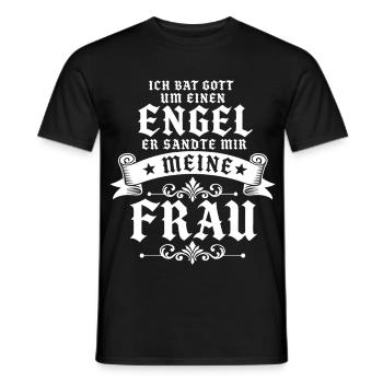 Ich bat Gott um Engel er sendete mir eine Frau - Männer T-Shirt - Schwarz - Vorne - AI Model Male 178 light (178cm)