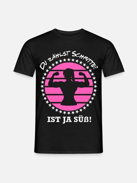 Schritte zählen Bodybuilderin Bodybuilding Spruch - Männer T-Shirt - Schwarz