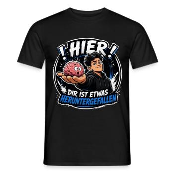 Gehirn in der Hand Cartoon Humor - Männer T-Shirt - Schwarz - Vorne - AI Model Male 178 light (178cm)