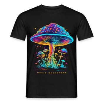 MAGIC MUSHROOM - Männer T-Shirt - Schwarz - Vorne - AI Model Male 178 light (178cm)