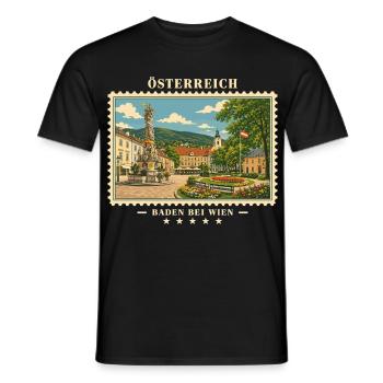 Österreich Baden bei Wien Vintage Reisemarke - Männer T-Shirt - Schwarz - Vorne - AI Model Male 178 light (178cm)