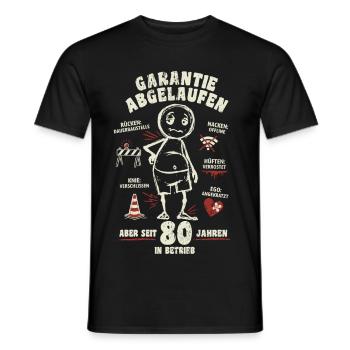 80 Jahre | Garantie abgelaufen | lustiger Cartoon - Männer T-Shirt - Schwarz - Vorne - AI Model Male 178 light (178cm)