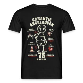 75 Jahre | Garantie abgelaufen | lustiger Cartoon - Männer T-Shirt - Schwarz - Vorne - AI Model Male 178 light (178cm)