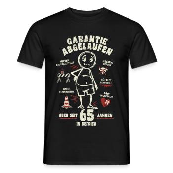 65 Jahre | Garantie abgelaufen | lustiger Cartoon - Männer T-Shirt - Schwarz - Vorne - AI Model Male 178 light (178cm)