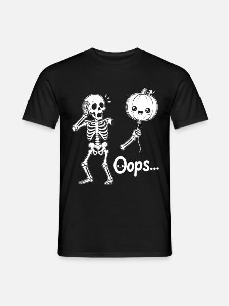 Skeleton Holding Balloon pumpkin Halloween - Männer T-Shirt - Schwarz
