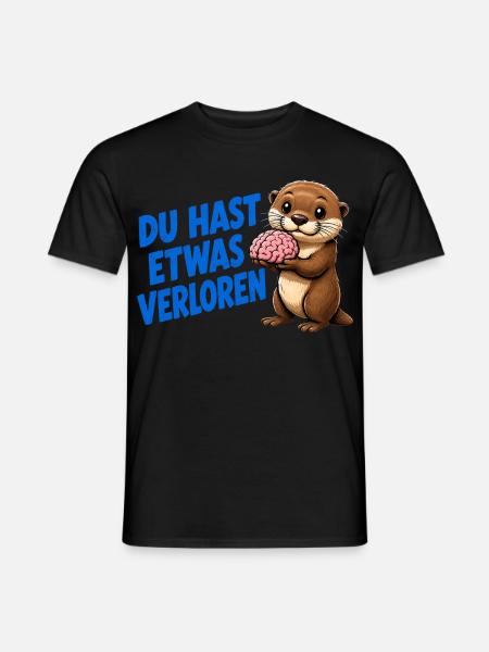 Otter mit Gehirn – Du hast etwas verloren - Männer T-Shirt - Schwarz