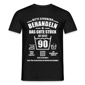 Schonend behandeln - 90. Geburtstag Geschenk - Männer T-Shirt - Schwarz - Vorne - AI Model Male 178 light (178cm)