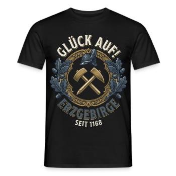 Glück Auf Erzgebirge Bergbau Bergmann Vintage - Männer T-Shirt - Schwarz - Vorne - AI Model Male 178 light (178cm)