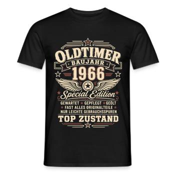 60 Geburtstag Oldtimer Baujahr 1966 Retro - Männer T-Shirt - Schwarz - Vorne - AI Model Male 178 light (178cm)