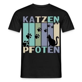 Katzen Pfoten Retro Design - Männer T-Shirt - Schwarz - Vorne - AI Model Male 178 light (178cm)