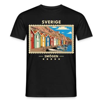 Schweden Smögen Vintage Reisemarke - Männer T-Shirt - Schwarz - Vorne - AI Model Male 178 light (178cm)