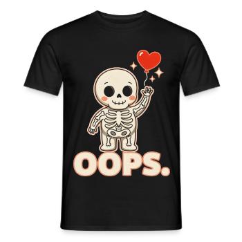 Skelettherzballon OOPS - Männer T-Shirt - Schwarz - Vorne - AI Model Male 178 light (178cm)