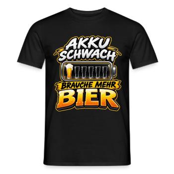 Akku Schwach Brauche Mehr Bier - Männer T-Shirt - Schwarz - Vorne - AI Model Male 178 light (178cm)