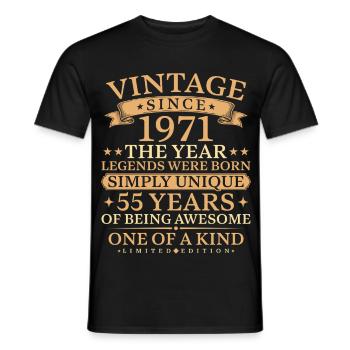 Vintage 1971 Simply Unique 55th Birthday - Männer T-Shirt - Schwarz - Vorne - AI Model Male 178 light (178cm)