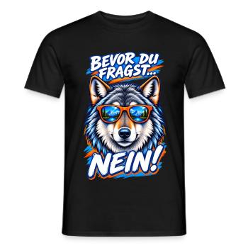 Loup à lunettes cool - Bevor du fragst... NEIN! - Männer T-Shirt - Schwarz - Vorne - AI Model Male 178 light (178cm)