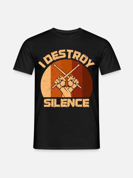 Schlagzeuger Sticks Drumsticks I Destroy Silence - Männer T-Shirt - Schwarz