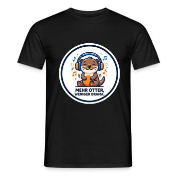 Otter mit Kopfhörern - Mehr Otter weniger Drama - Männer T-Shirt - Schwarz - Vorne - AI Model Male 178 light (178cm)