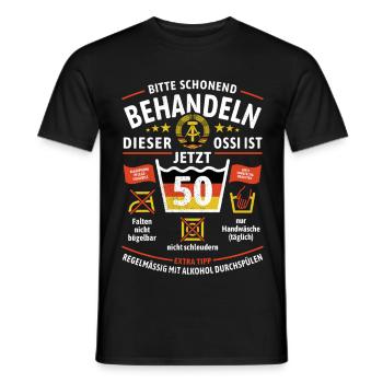 Ossi Schonend behandeln - 50. Geburtstag Geschenk - Männer T-Shirt - Schwarz - Vorne - AI Model Male 178 light (178cm)