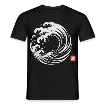 Great Wave Japanese Minimal Art - Männer T-Shirt - Schwarz - Vorne - AI Model Male 178 light (178cm)