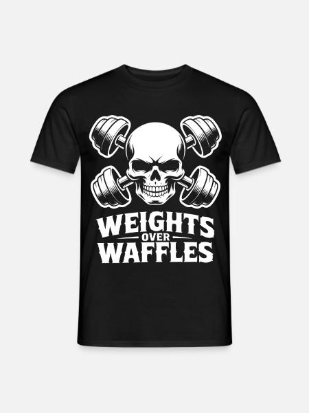 Weights Over Waffles Skull - Männer T-Shirt - Schwarz