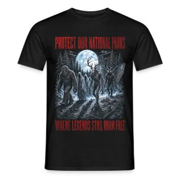Kryptiden schützen unsere Nationalpark-Mottenmänner - Männer T-Shirt - Schwarz - Vorne - AI Model Male 178 light (178cm)