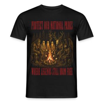 Kryptiden schützen unsere Nationalpark-Mottenmänner - Männer T-Shirt - Schwarz - Vorne - AI Model Male 178 light (178cm)