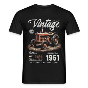 Geburtstag eines Vintage-Traktorbauern 1961 - Männer T-Shirt - Schwarz - Vorne - AI Model Male 178 light (178cm)