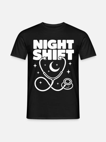 Nachtschicht Pflege Kraft Kaffee Spruch T-Shirt - Männer T-Shirt - Schwarz