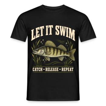 Zander Catch and Release Angler Shirt - Männer T-Shirt - Schwarz - Vorne - AI Model Male 178 light (178cm)