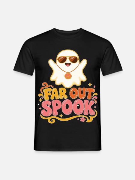 Far Out Spook Retro-Geist - Männer T-Shirt - Schwarz