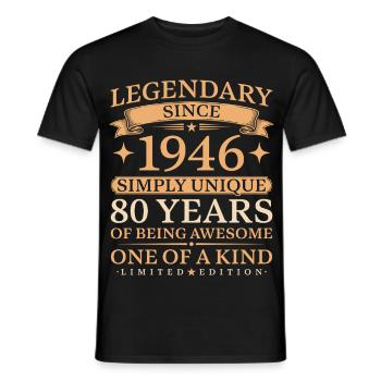 1946 Baujahr Einzigartig Birthday 80 Jahre - Männer T-Shirt - Schwarz - Vorne - AI Model Male 178 light (178cm)