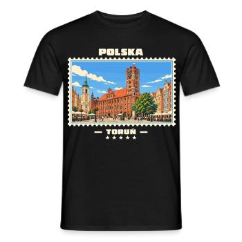 Polska Toruń Vintage Reisemarke - Männer T-Shirt - Schwarz - Vorne - AI Model Male 178 light (178cm)