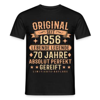 Original seit 1956 Baujahr 70. Geburtstag Geschenk - Männer T-Shirt - Schwarz - Vorne - AI Model Male 178 light (178cm)