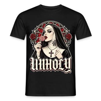 Unholy Gothic Nonne Lollipop Dark Art - Männer T-Shirt - Schwarz - Vorne - AI Model Male 178 light (178cm)