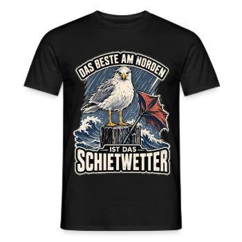 Schietwetter Möwe Norddeutschland Shirt - Männer T-Shirt - Schwarz - Vorne - AI Model Male 178 light (178cm)