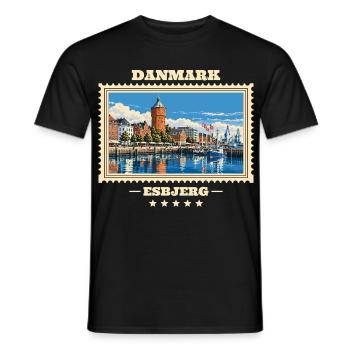 Danmark Esbjerg Vintage Reisemarke - Männer T-Shirt - Schwarz - Vorne - AI Model Male 178 light (178cm)