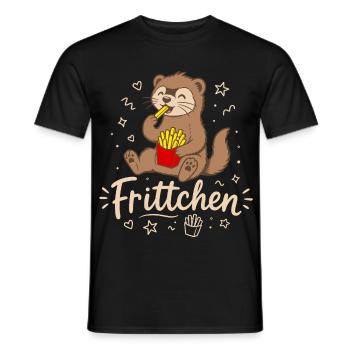 Frittchen - Frettchen mit Fritten - Pommes Frites - Männer T-Shirt - Schwarz - Vorne - AI Model Male 178 light (178cm)