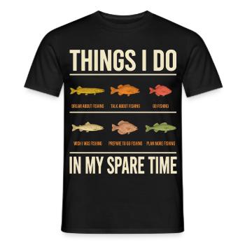 Dinge, die ich in meiner Freizeit beim Angeln mache - Männer T-Shirt - Schwarz - Vorne - AI Model Male 178 light (178cm)