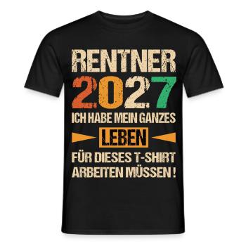 Rentner 2027 Ruhestand Rentenstart Rente - Männer T-Shirt - Schwarz - Vorne - AI Model Male 178 light (178cm)