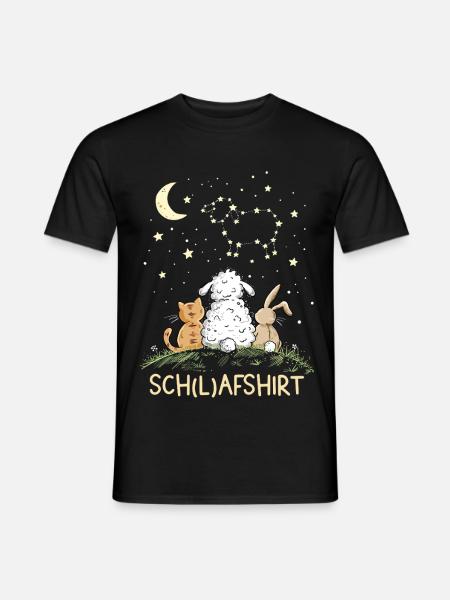 Schlafshirt Schafshirt Schaf Katze Hase Sternbild - Männer T-Shirt - Schwarz